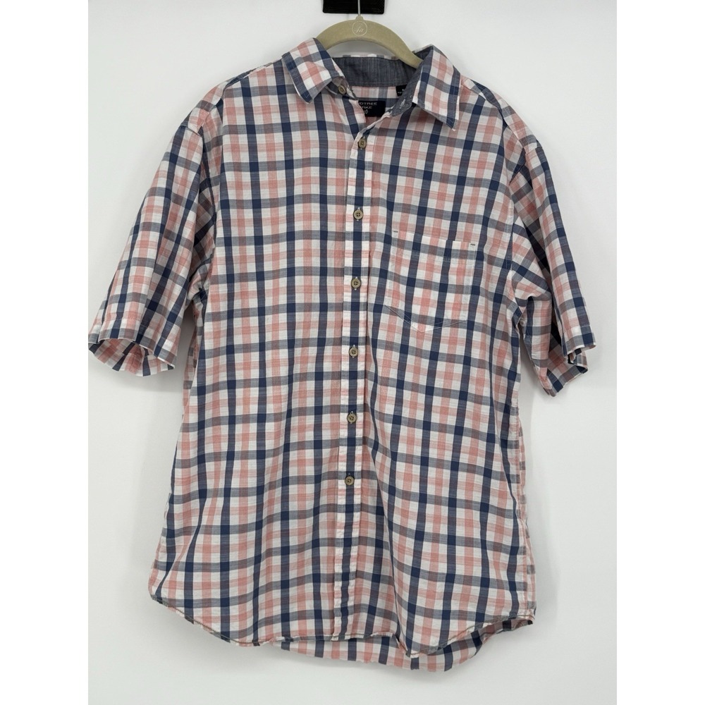 Roundtree & Yorke Mens Shirt Medium Plaid Short Sleeve Button Front Casual